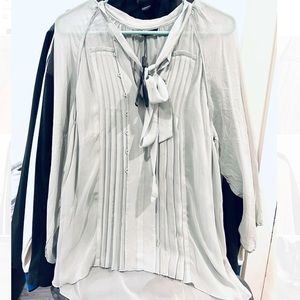 Massimo Dutti 100% Silk Blouse Tie Women Sz 10